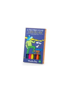 6 feutres fluo Les Loufoques - Moulin Roty