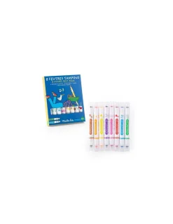8 feutres tampons 2 en 1 Les Loufoques - Moulin Roty