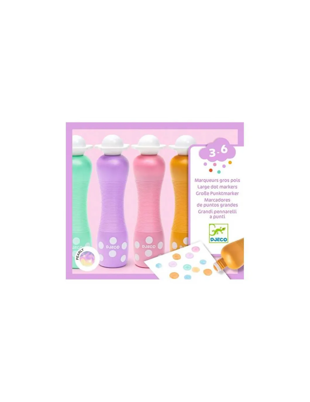 4 Marqueurs gros pois Pearly - Djeco