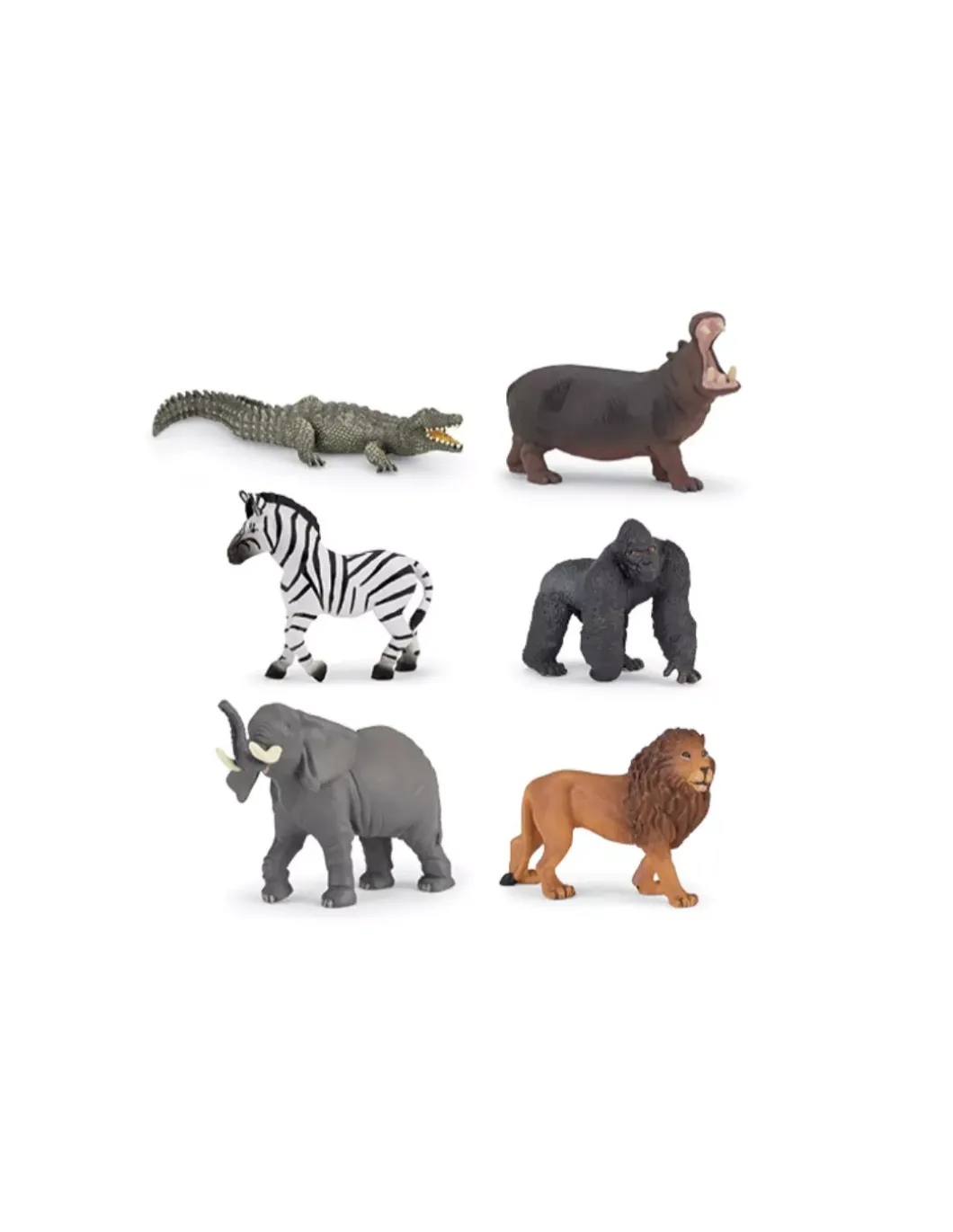 6 mini figurines vie sauvage avec éléphant - Papo
