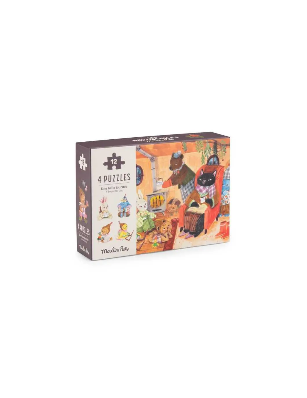 4 mini puzzles Une belle journée Les Minouchkas - Moulin Roty