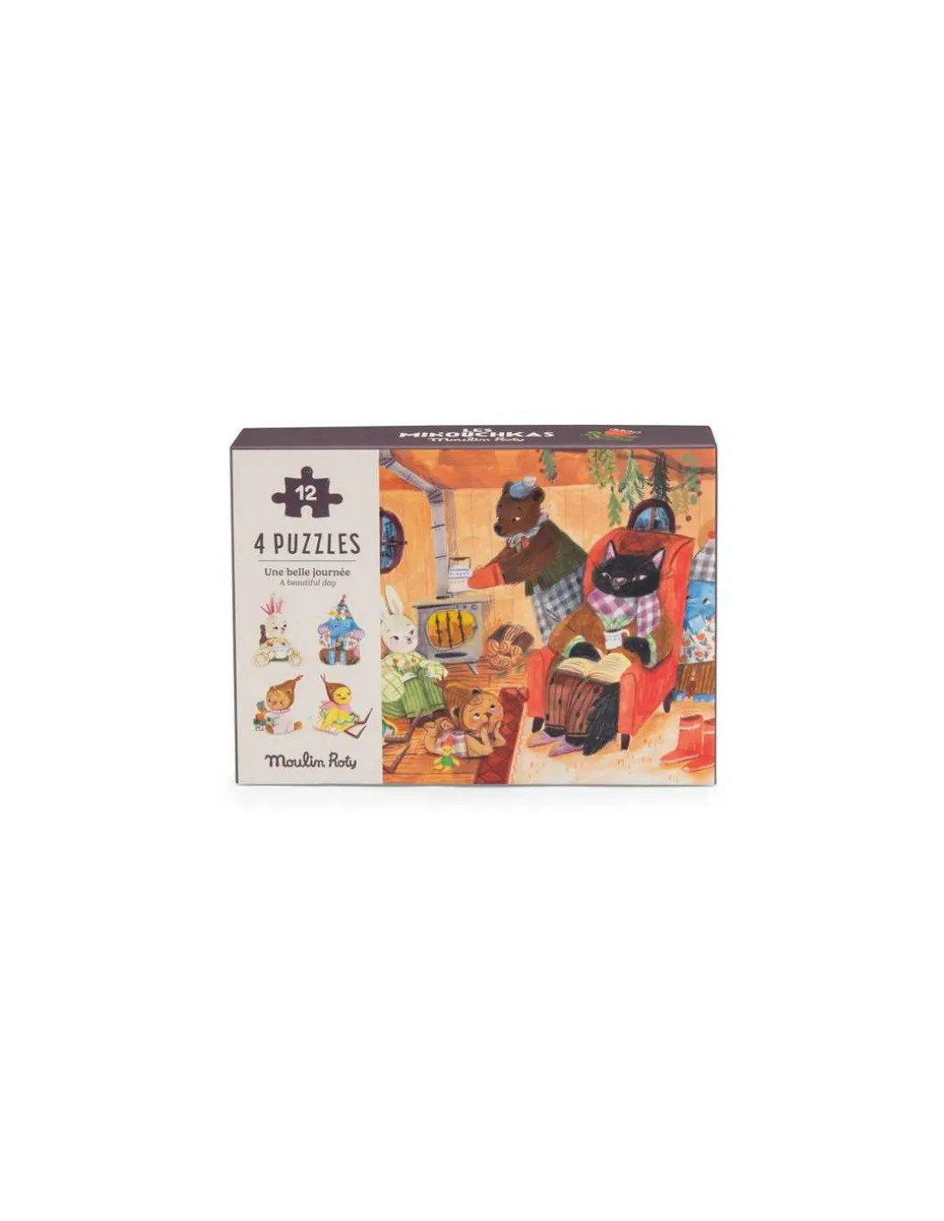 4 mini puzzles Une belle journée Les Minouchkas - Moulin Roty