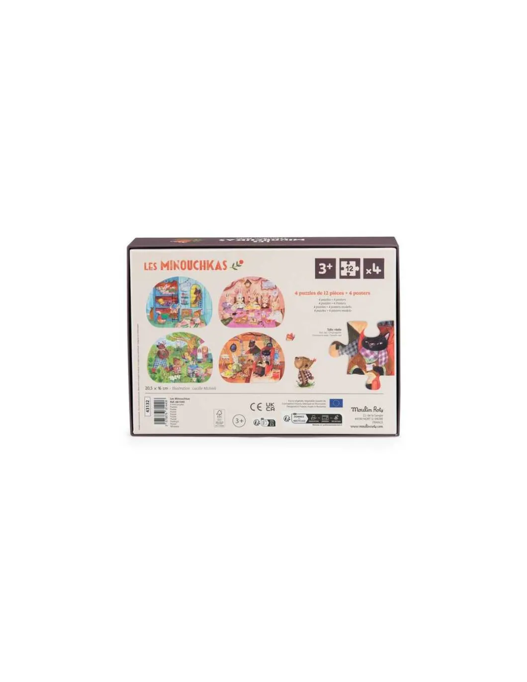 4 mini puzzles Une belle journée Les Minouchkas - Moulin Roty