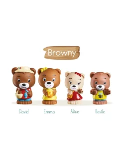 4 personnages famille ours Browny Klorofil