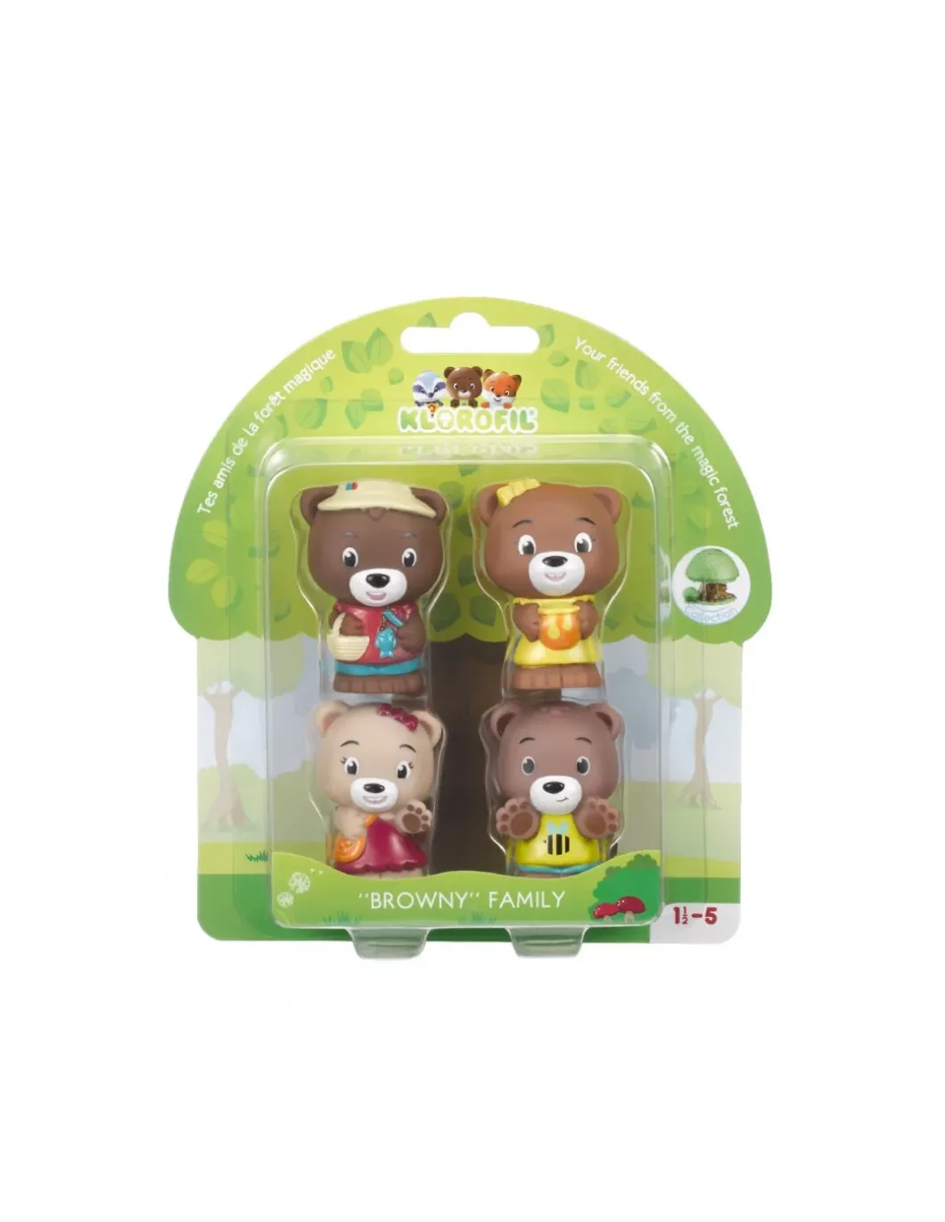 4 personnages famille ours Browny Klorofil