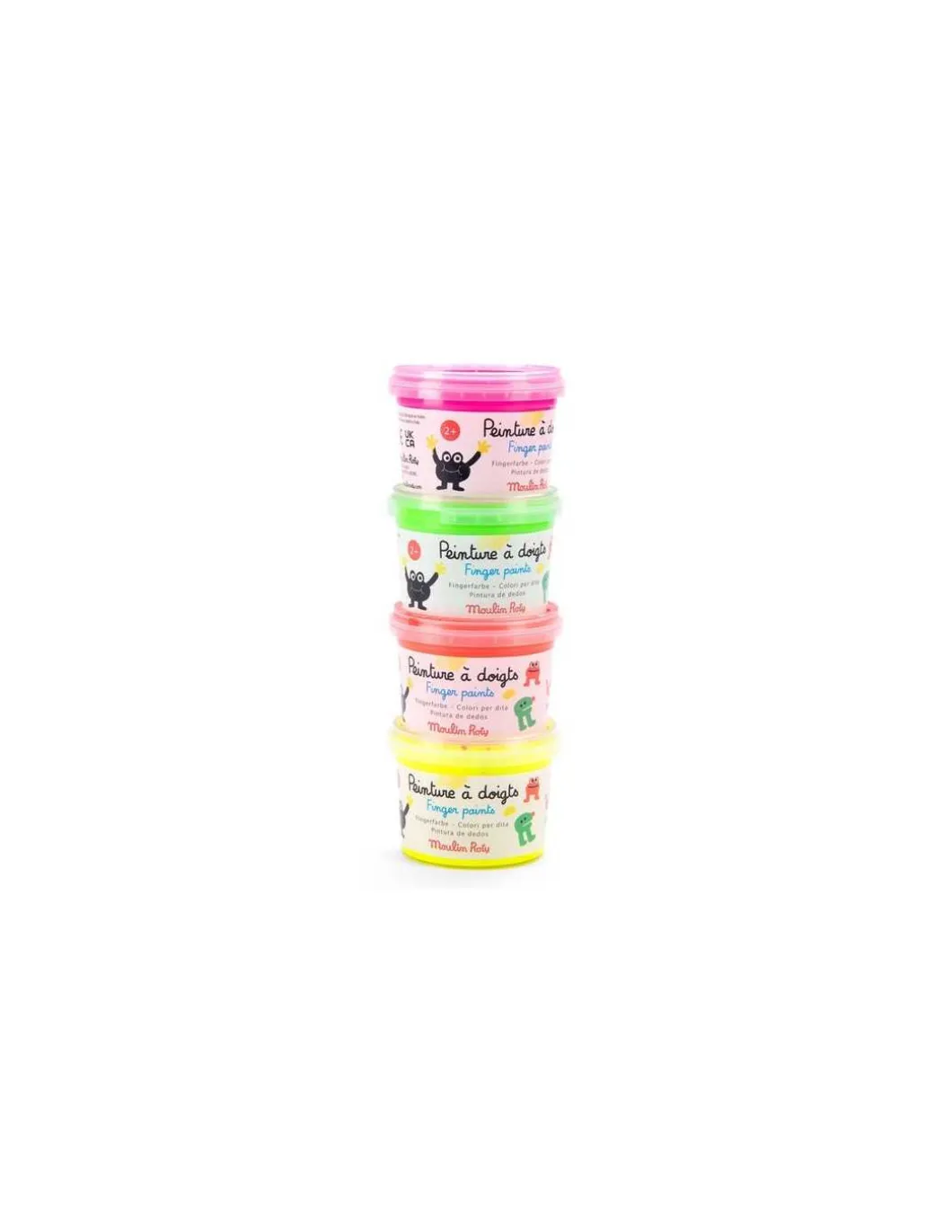 4 pots de peinture à doigts fluo Les Schmouks - Moulin Roty