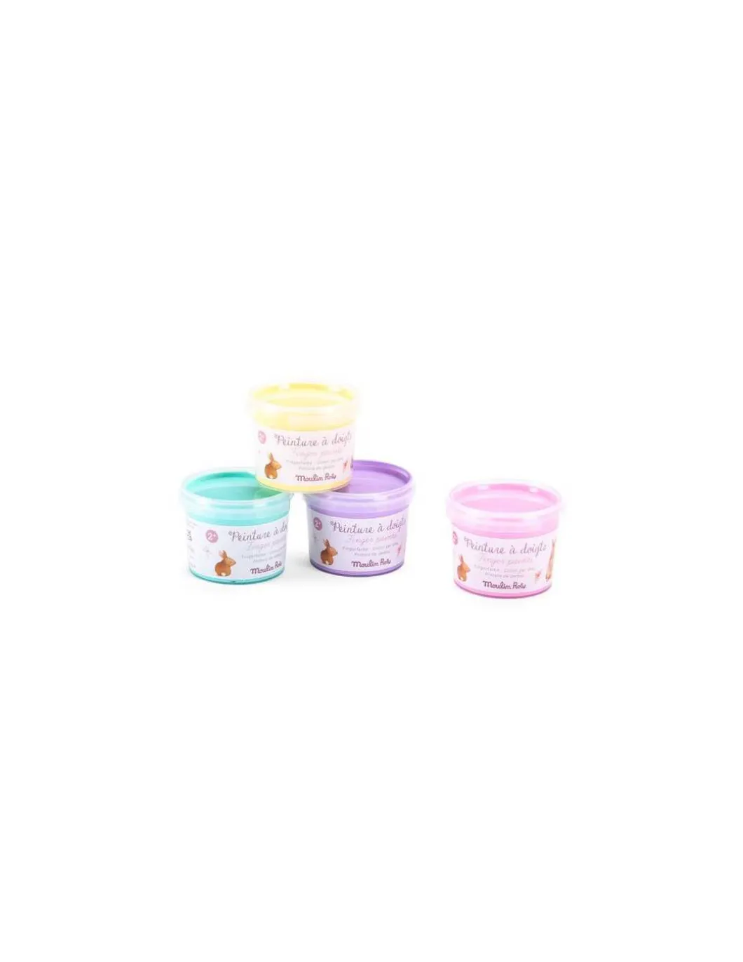 4 pots de peinture à doigts pastel Les Rosalies - Moulin Roty