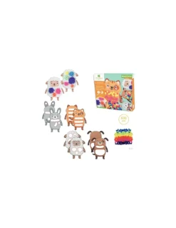 4 tableaux pompons animaux de la ferme - Sycomore