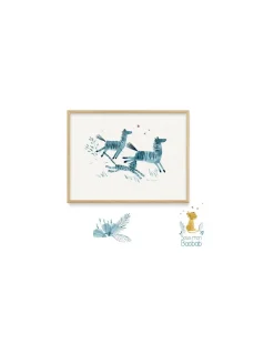 Affiche Les zébres et le guépard Sous mon baobab - Moulin Roty