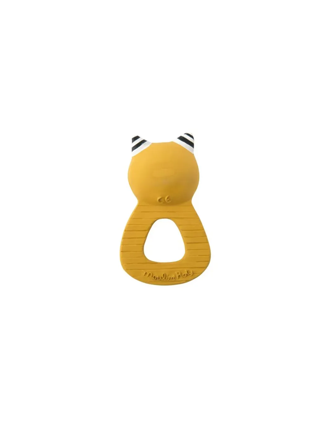 Anneau caoutchouc naturel Chat moutarde Les Moustaches - Moulin Roty