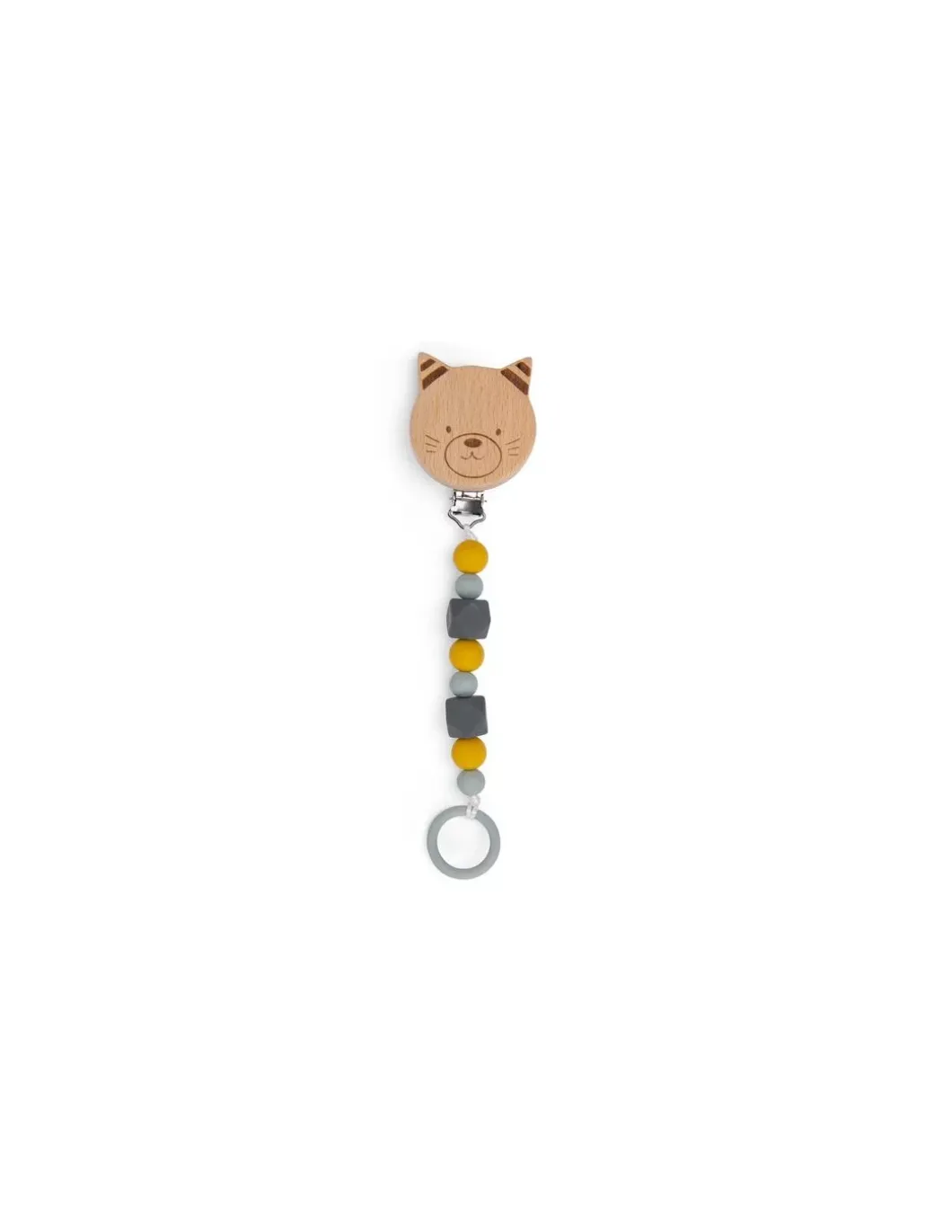 Attache tétine chat Les Moustaches - Moulin Roty