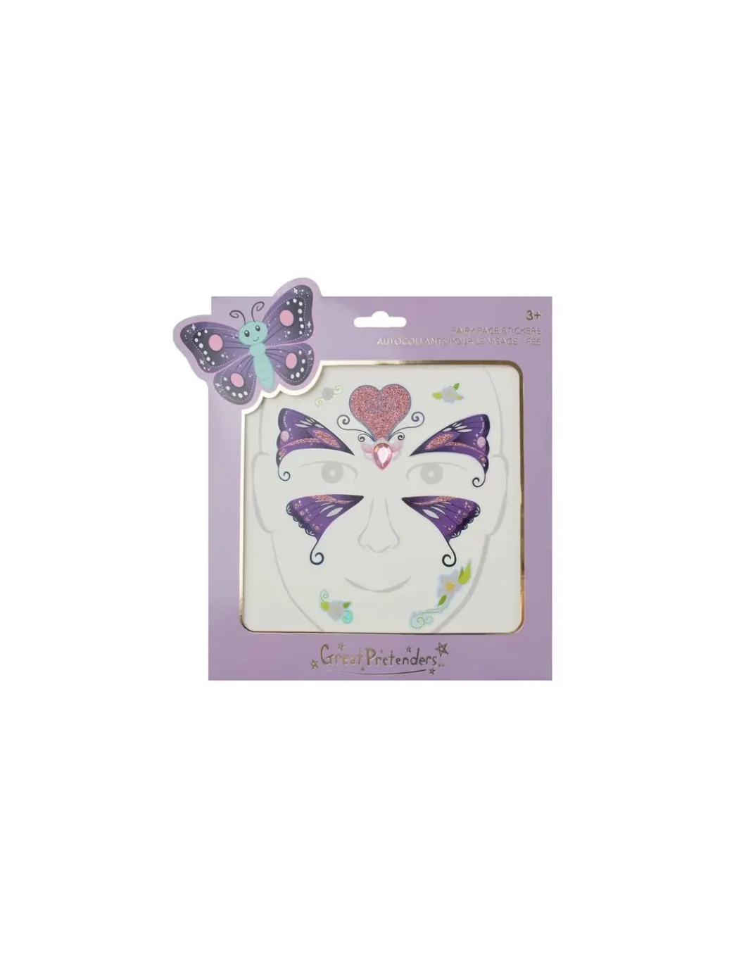 Autocollants pour le visage fée papillon - Great Pretenders