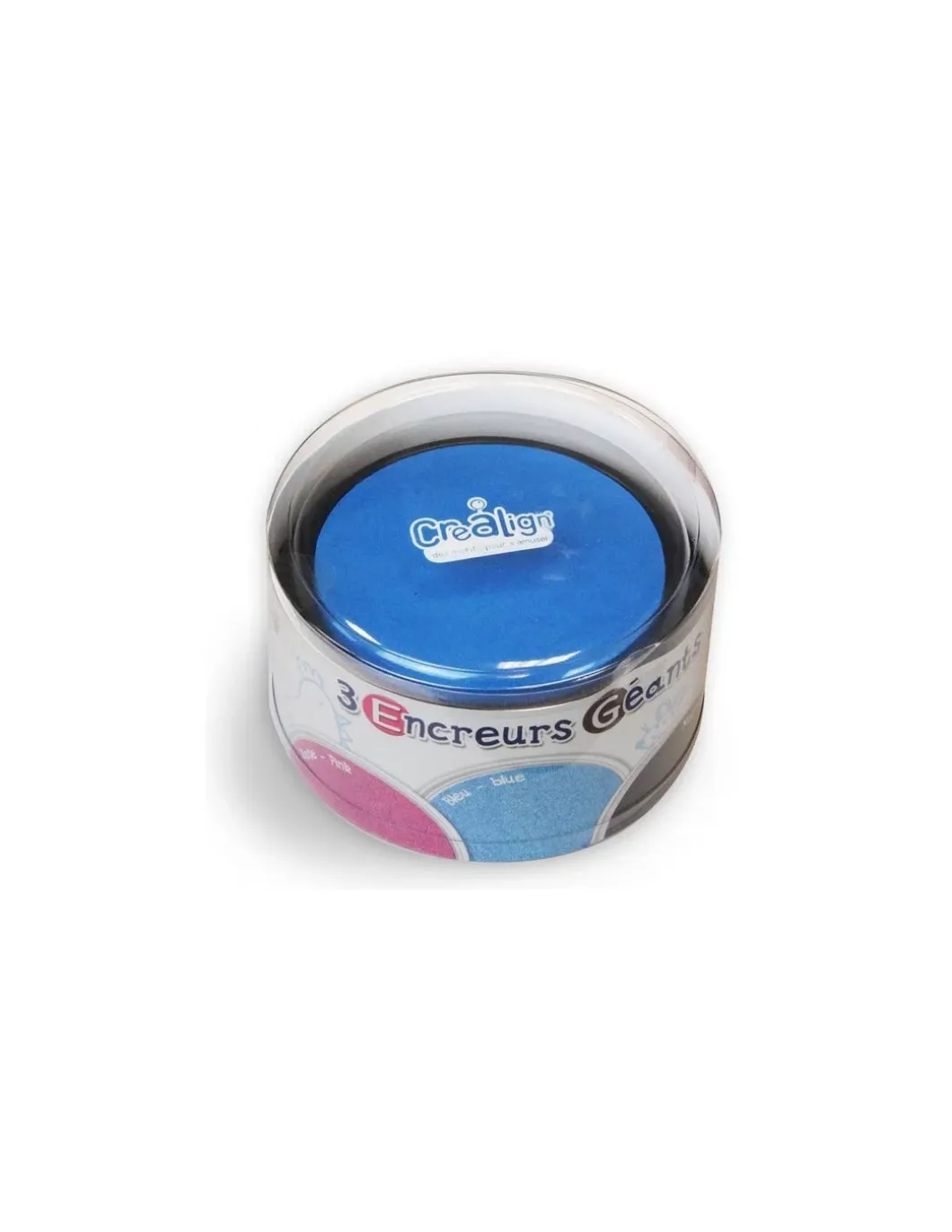 Boite de 3 encreurs géants ronds bleu rose noir - CréaLign'