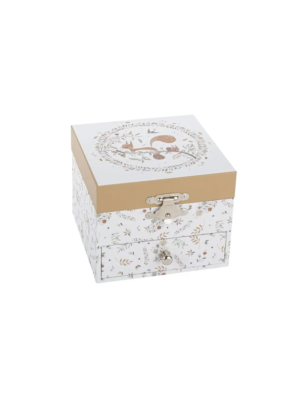 Boîte à bijoux musicale cube Ecureuil dans la Prairie - Trousselier