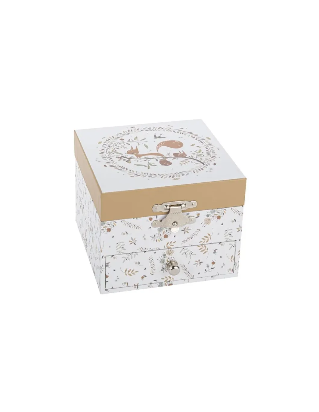 Boîte à bijoux musicale cube Ecureuil dans la Prairie - Trousselier