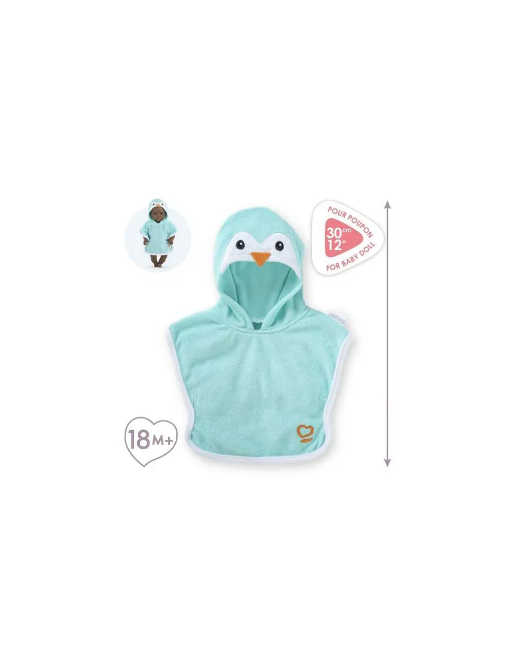 Cape de bain Pingouin pour poupée - Corolle