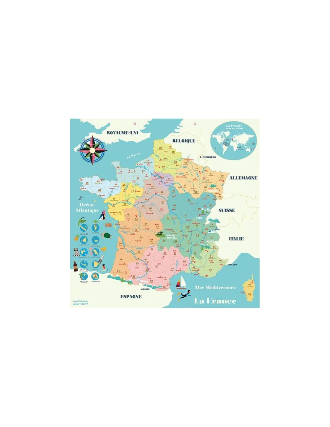Carte de France magnétique Ingela P. Arrhenius - Vilac