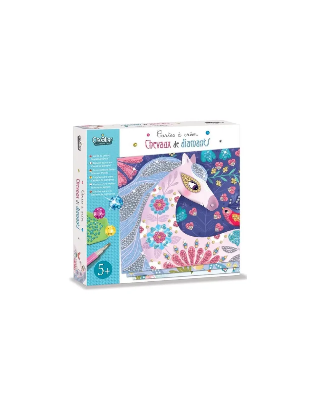 Cartes à créer Chevaux de diamants - CréaLign'