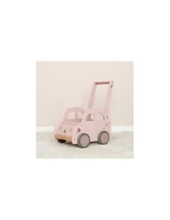 Chariot de marche voiture en bois Rose - Little Dutch