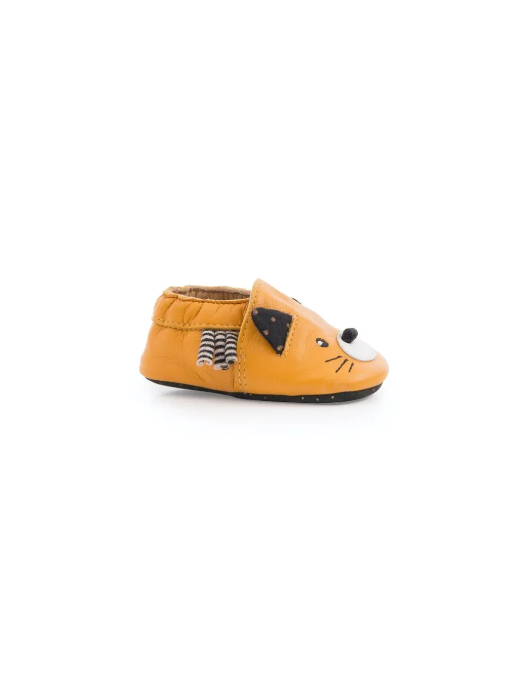 Chaussons cuir chat moutarde Les moustaches 12/18 m - Moulin Roty