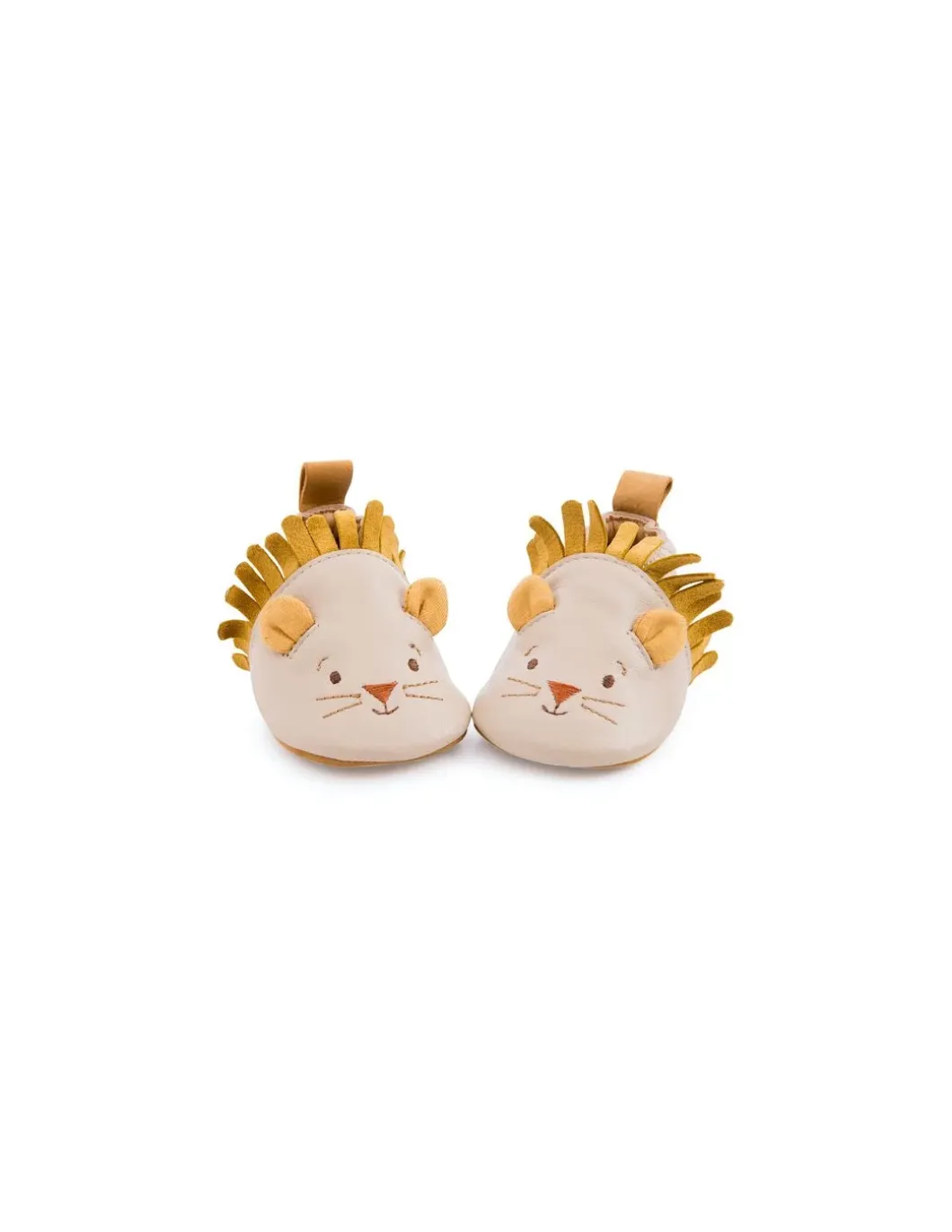 Chaussons cuir lion beige Sous mon baobab 18/24 m - Moulin Roty