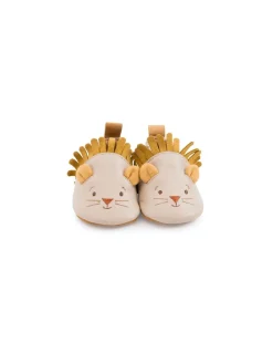 Chaussons cuir lion beige Sous mon baobab 0/6 m - Moulin Roty