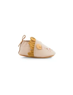Chaussons cuir lion beige Sous mon baobab 0/6 m - Moulin Roty