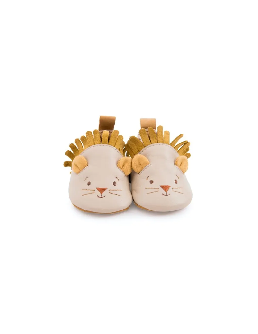 Chaussons cuir lion beige Sous mon baobab 6/12 m - Moulin Roty
