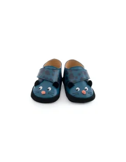 Chaussons cuir panthère bleu Dans la jungle 18/24 m - Moulin Roty