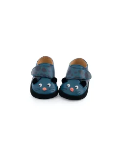 Chaussons cuir panthère bleu Dans la jungle 12/18 m - Moulin Roty