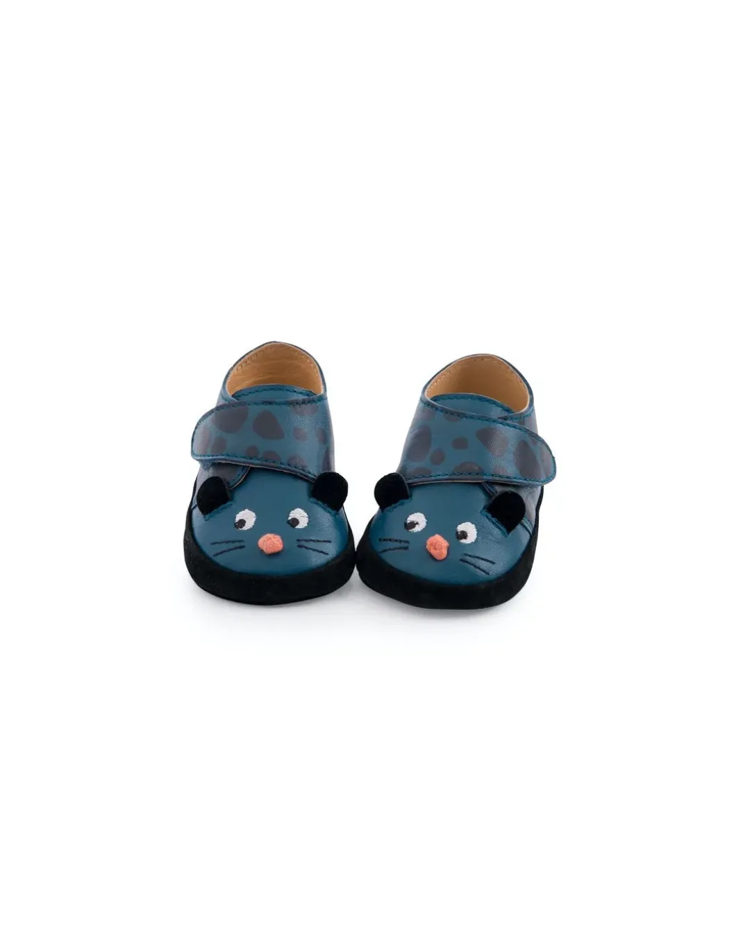 Chaussons cuir panthère bleu Dans la jungle 12/18 m - Moulin Roty