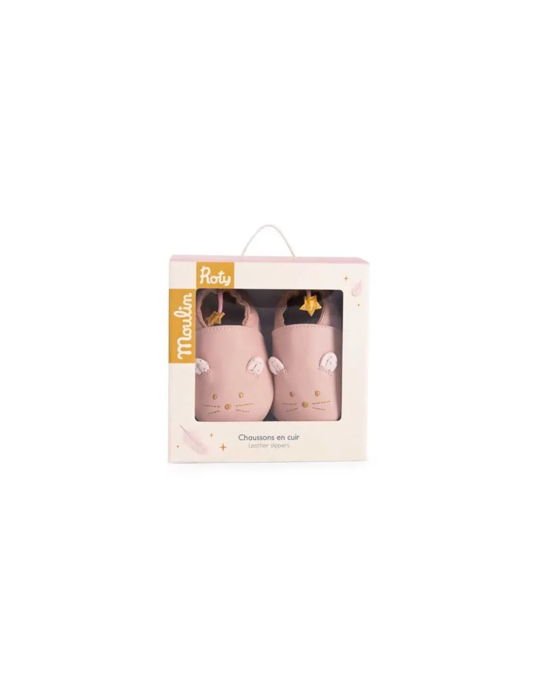 Chaussons cuir souris rose La petite école de danse 6/12 m - Moulin Roty
