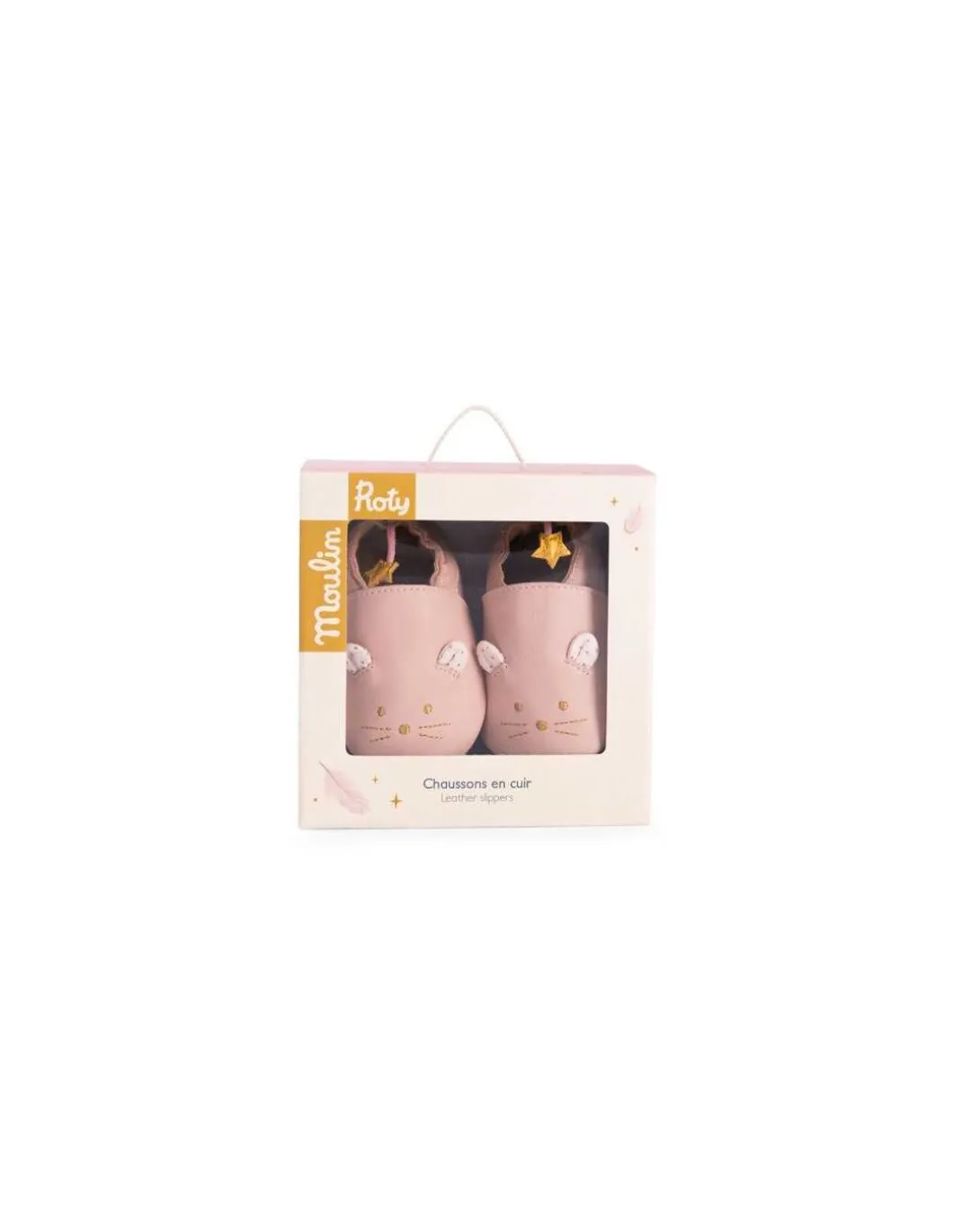 Chaussons cuir souris rose La petite école de danse 18/24 m - Moulin Roty
