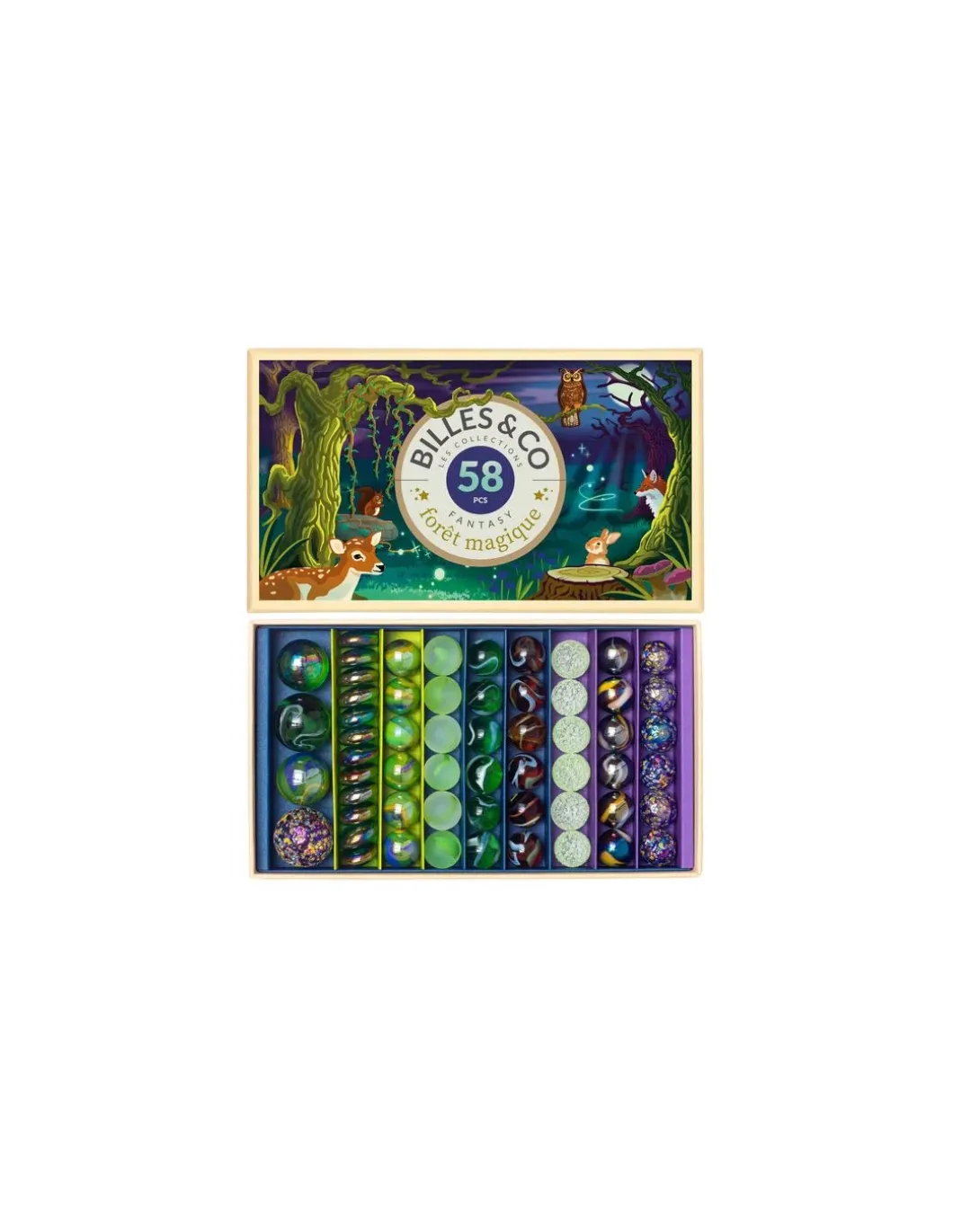 Coffret de 58 billes Foret Magique - Billes & Co