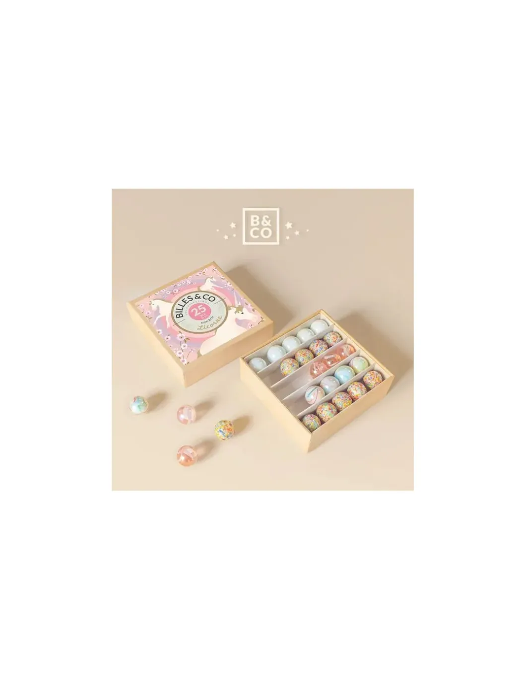 Coffret de 25 billes Licorne - Billes & Co