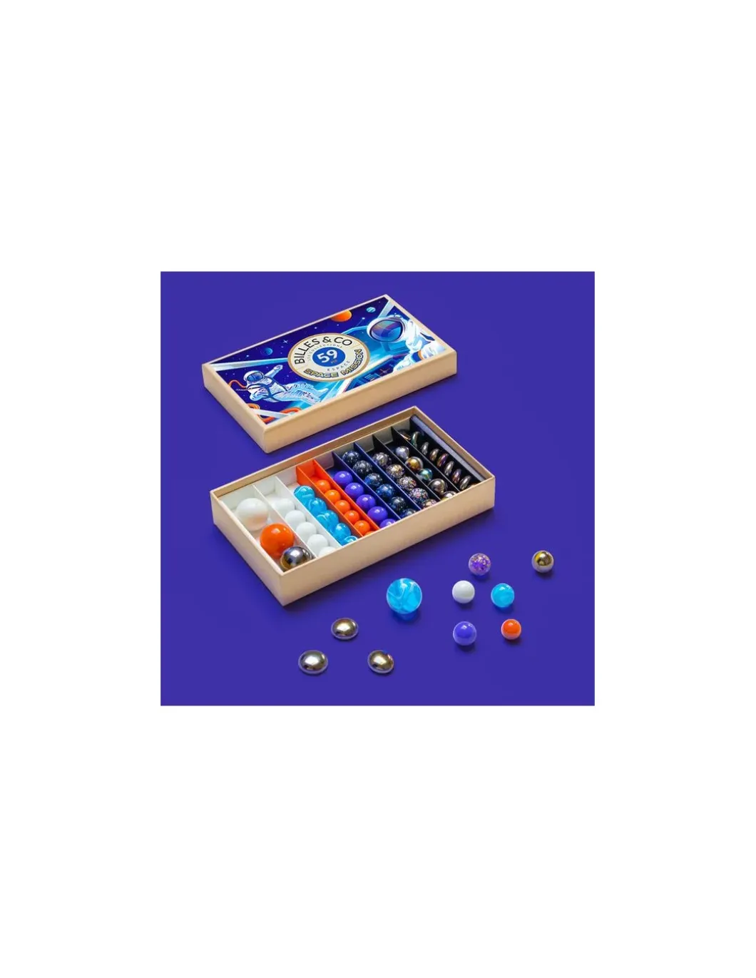 Coffret de 59 billes Space mission - Billes & Co