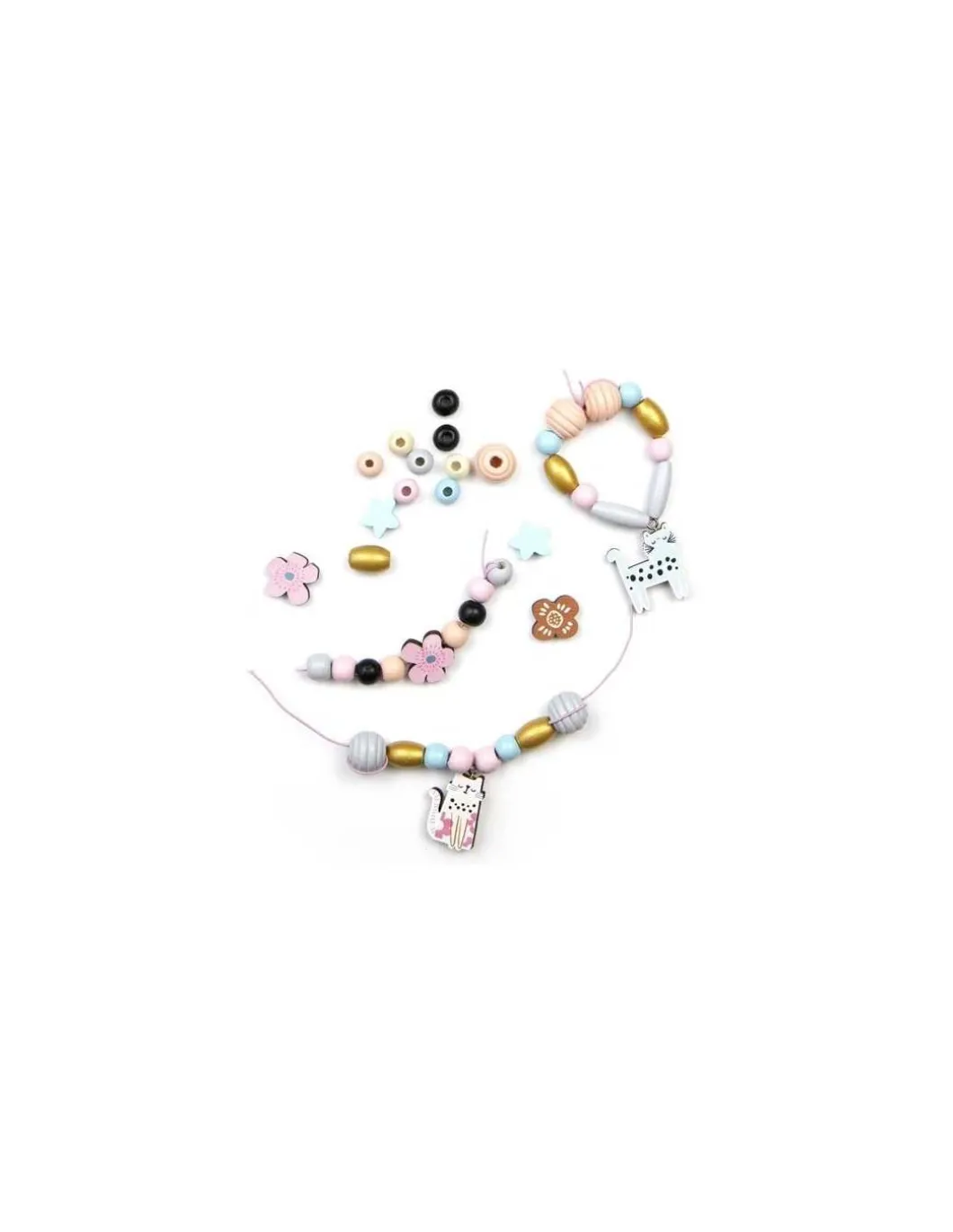 Coffret de perles en bois Chat - Sycomore