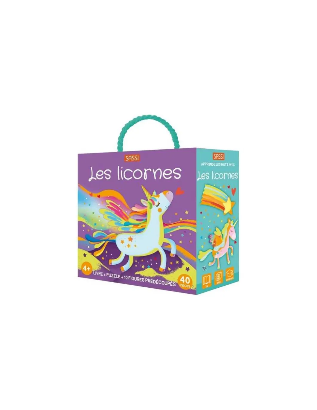Coffret livre et puzzle Les licornes - Sassi