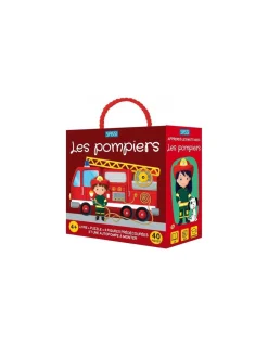 Coffret livre et puzzle Les pompiers - Sassi