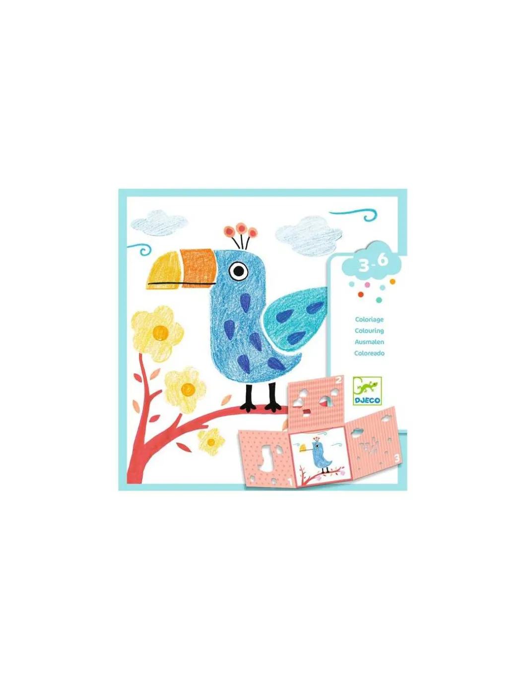 Coloriage 3 pochoirs pour une image - Djeco