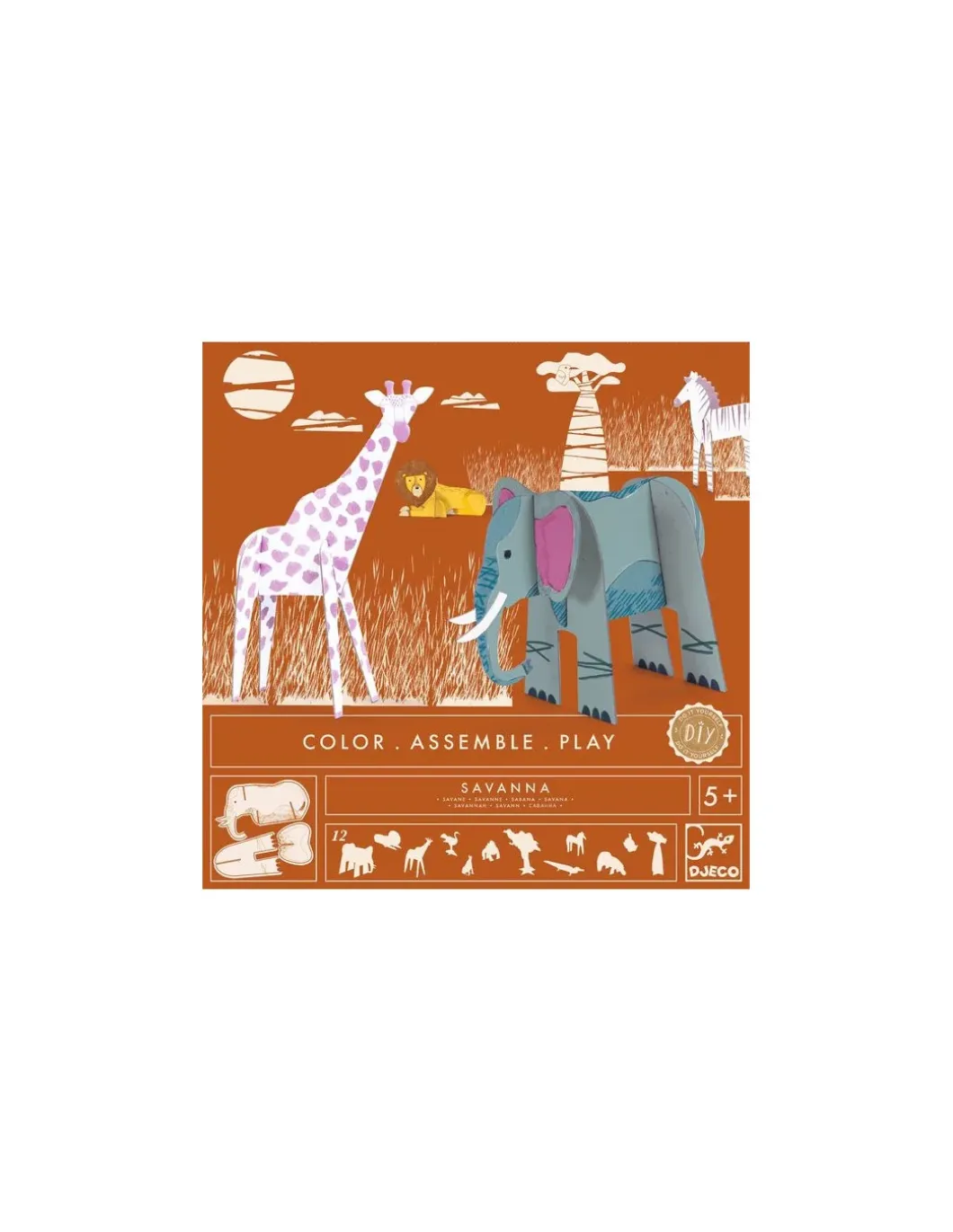 Colorie assemble et joue DIY Savane - Djeco