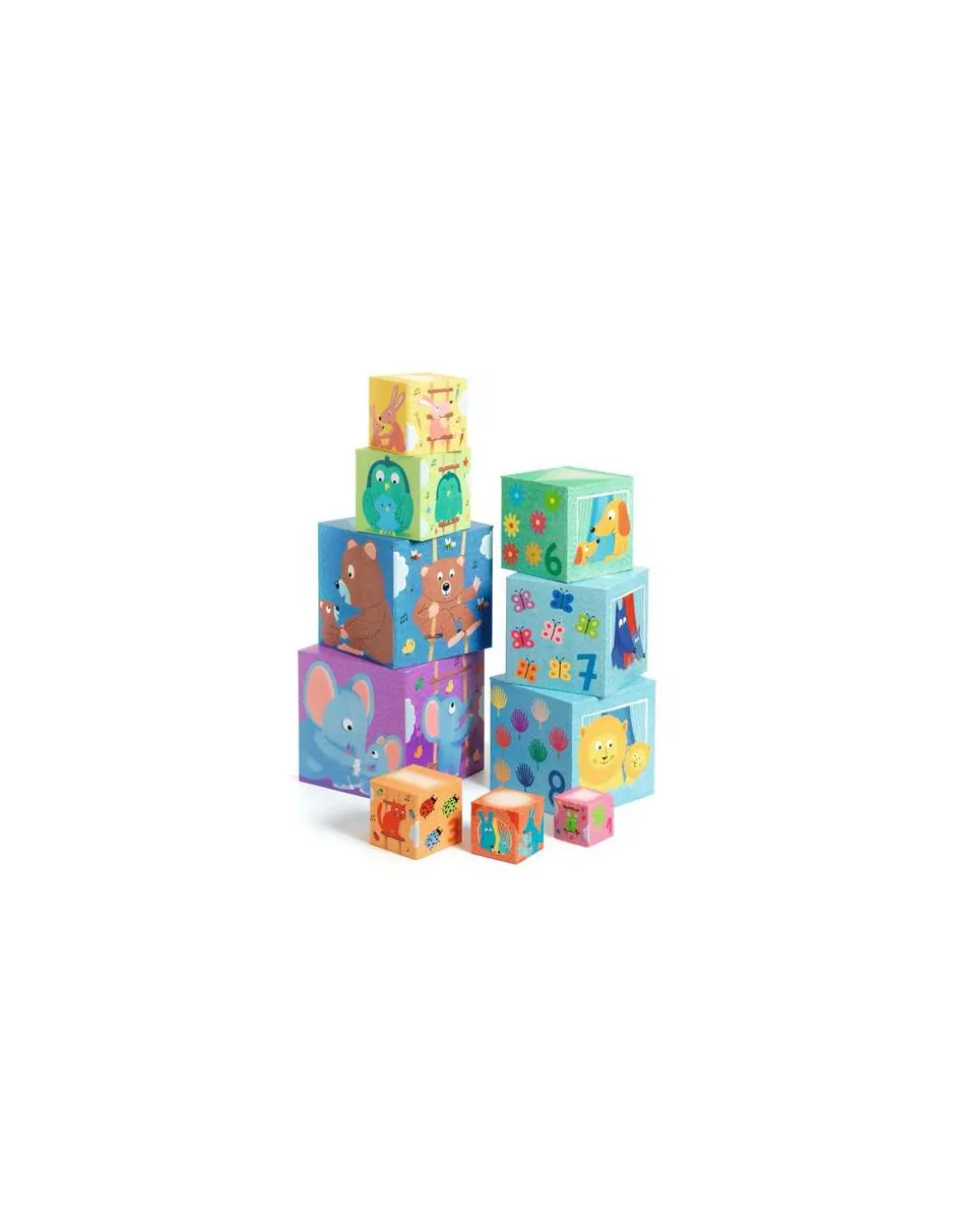 Cubes à empiler arc en ciel - Djeco