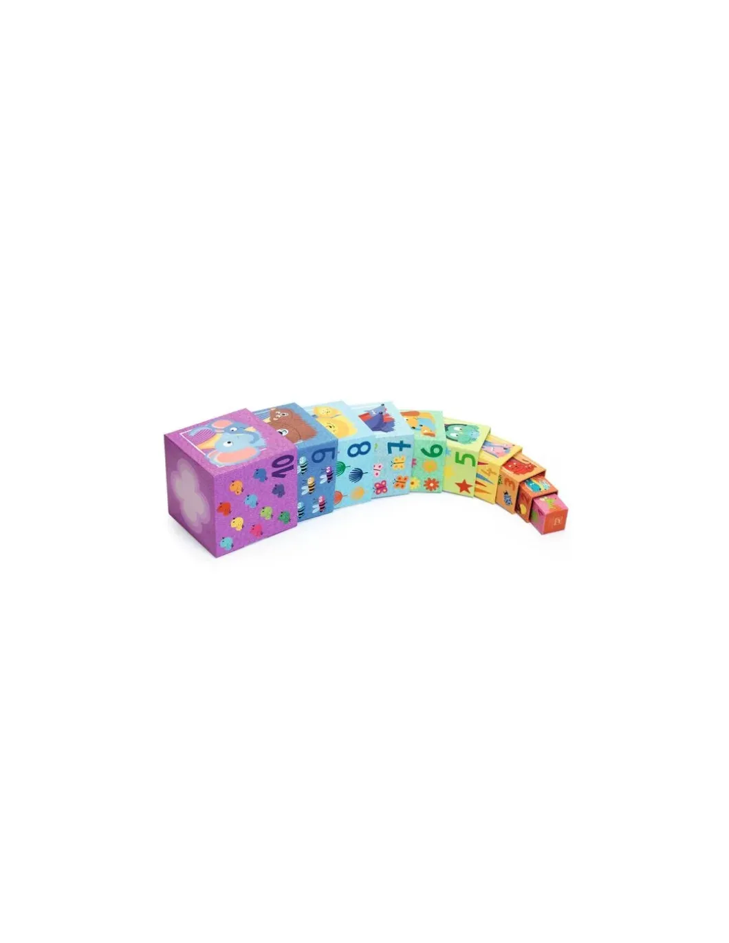 Cubes à empiler arc en ciel - Djeco