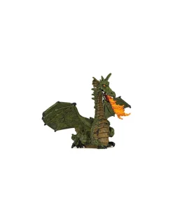 Figurine dragon ailé vert avec flammes - Papo