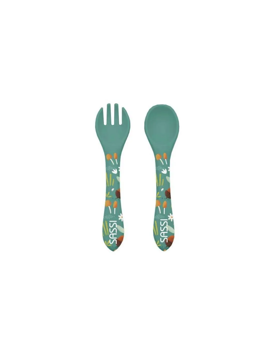Fourchette et cuillère en silicone Crunchy le renard - Sassi