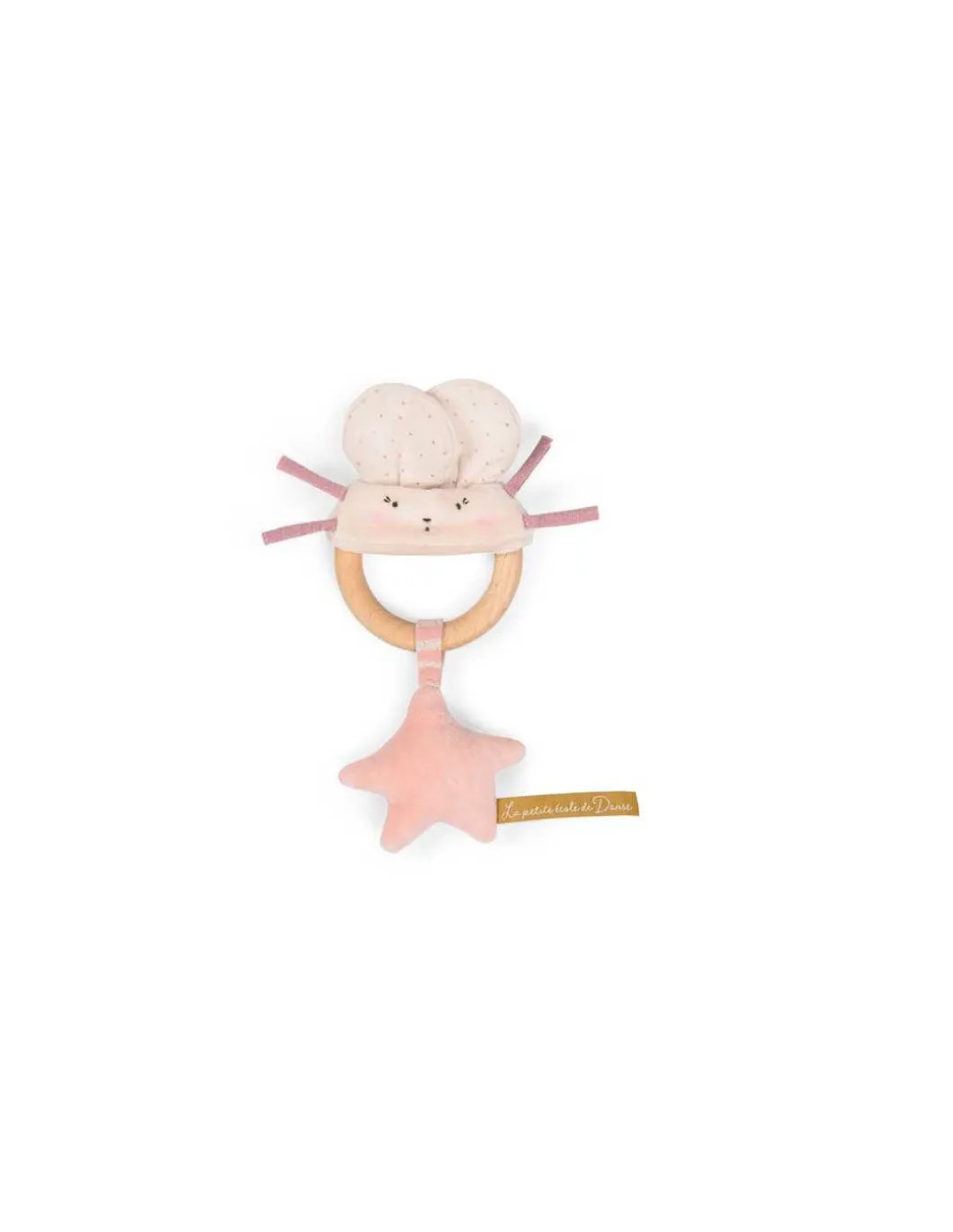 Hochet anneau bois souris rose La petite école de danse - Moulin Roty