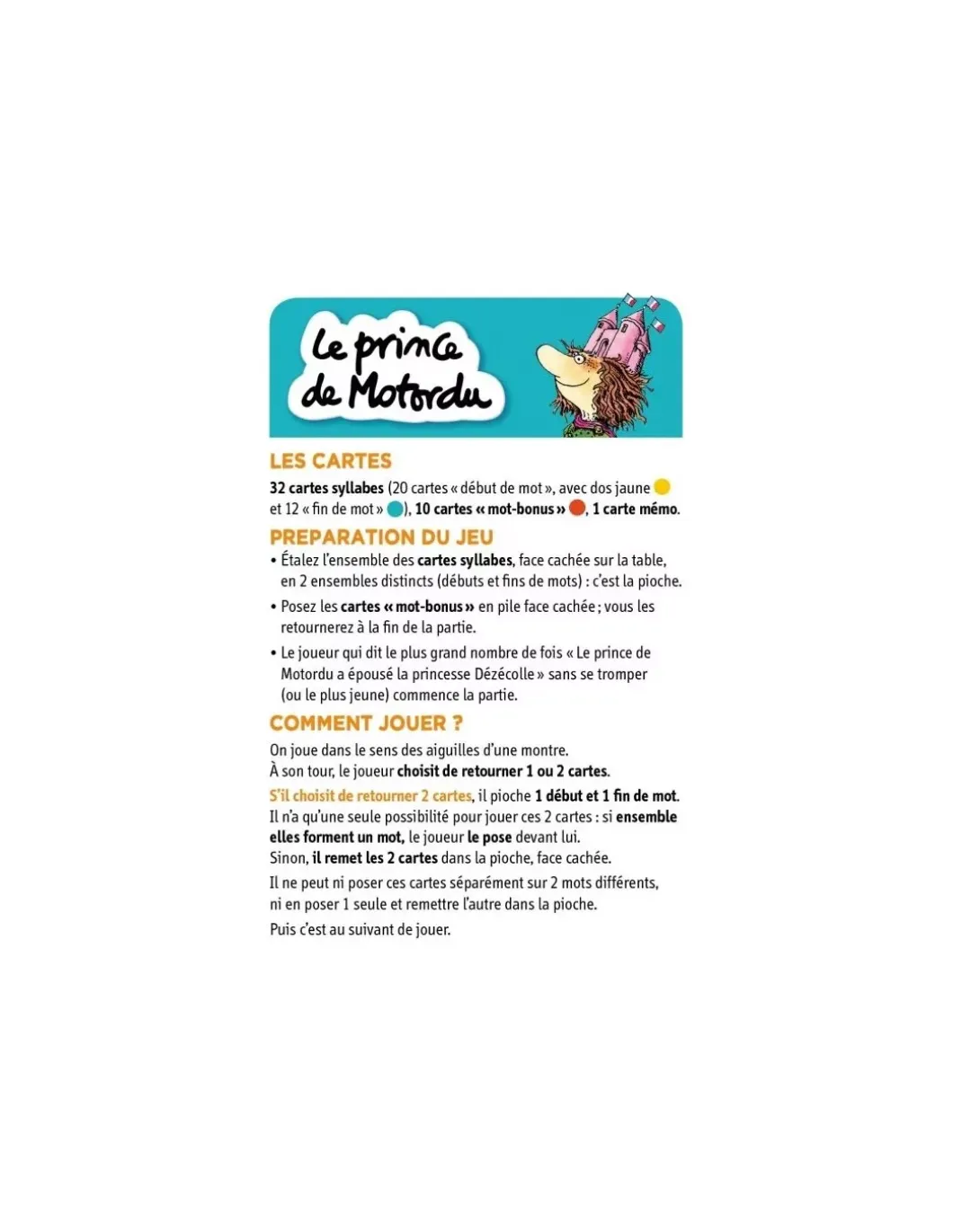 Jeu de cartes le prince de Motordu - Nathan