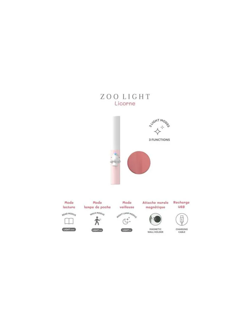 Lampe 3-en-1 Zoo Light Licorne - The Zoofamily
