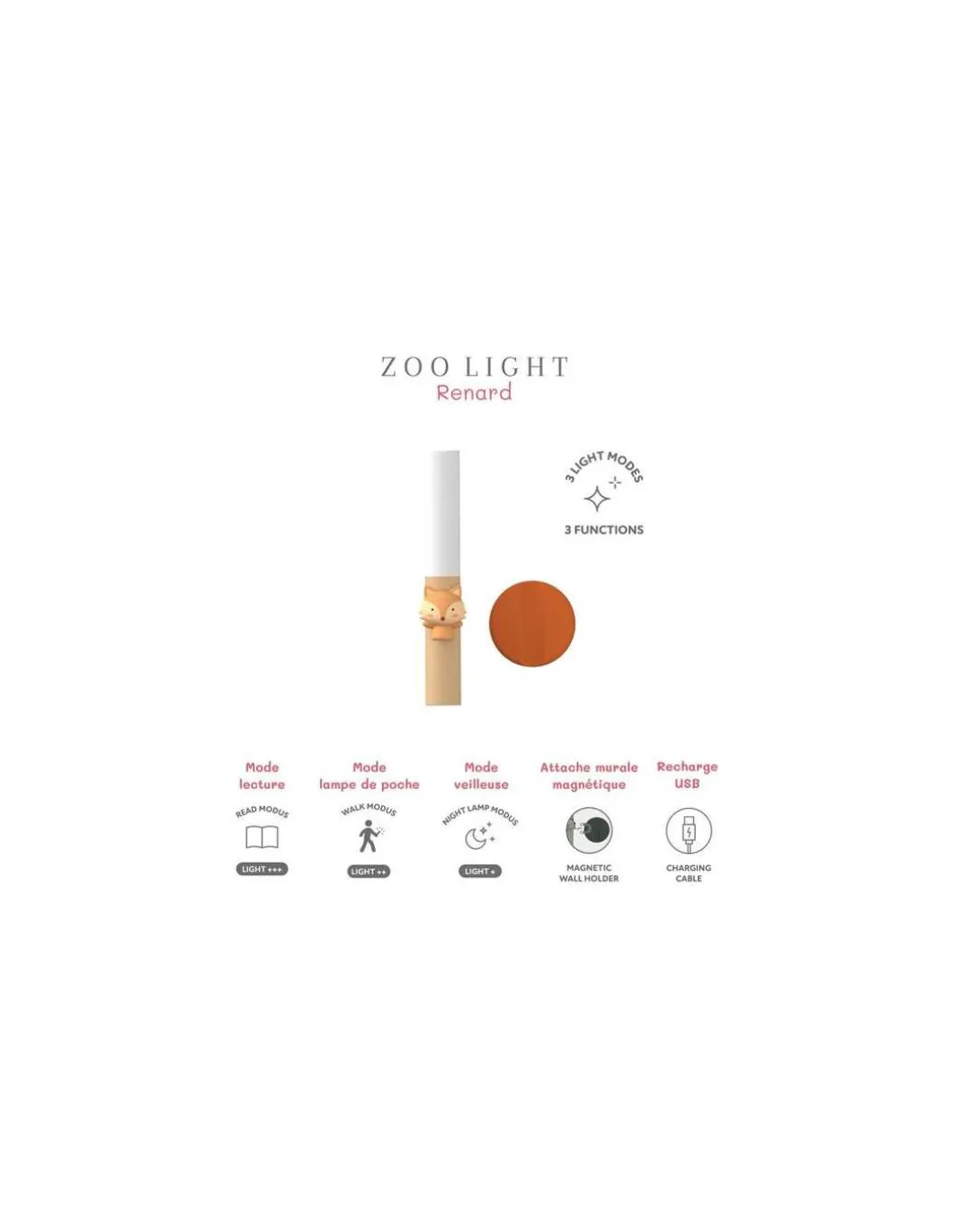 Lampe 3-en-1 Zoo Light Renard - The Zoofamily