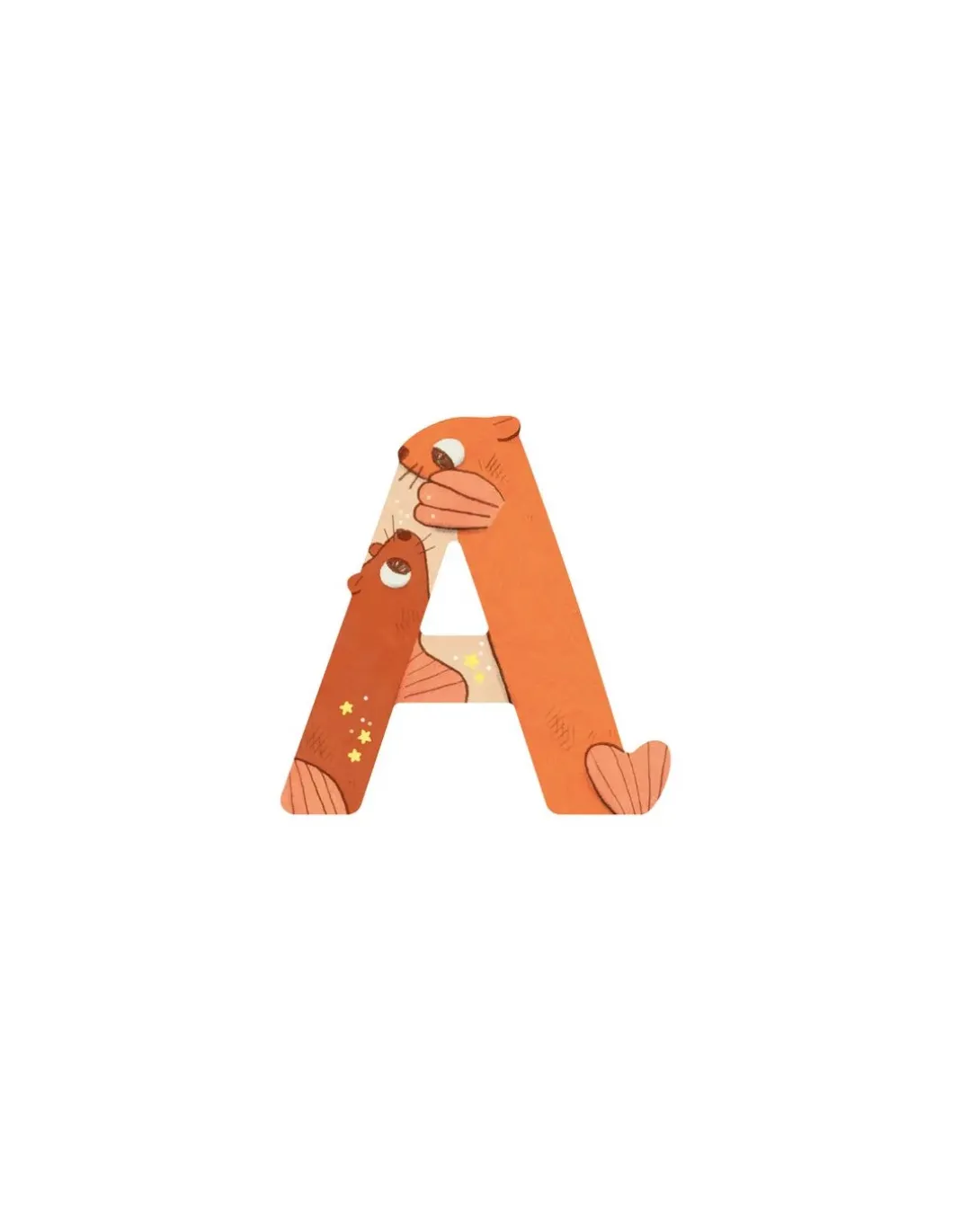 Lettre A orange en bois - Moulin Roty